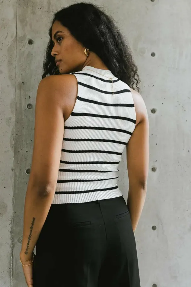 Monique Striped Tank In White White Women Bohme Tees and Tanks