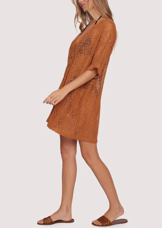 Mountain Tea Mini Dress Brown Women Lost Wander Dresses