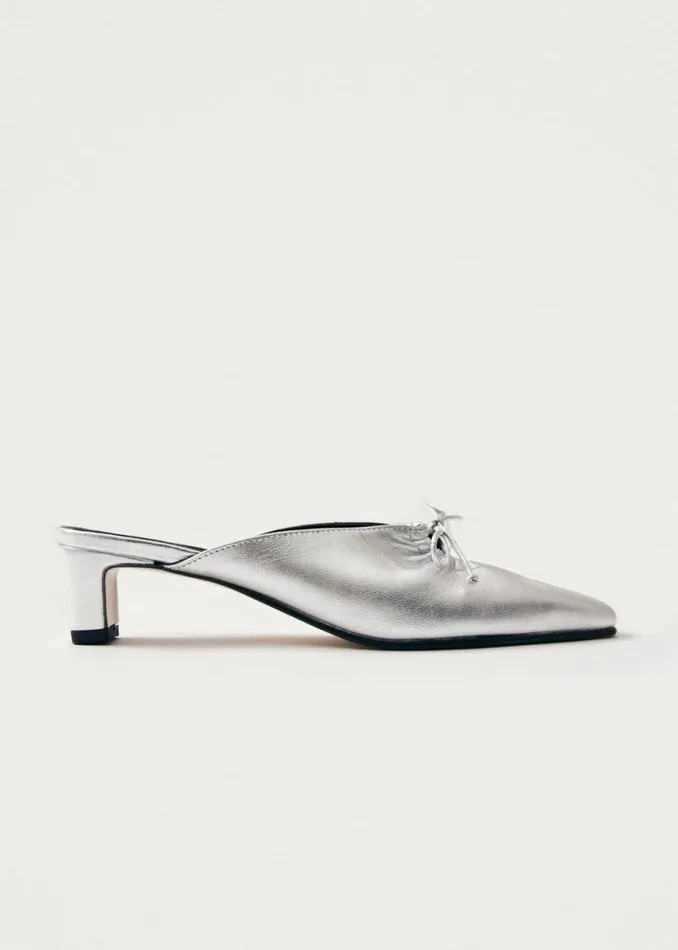 Mules Women ALOHAS Amar Shimmer Silver Leather Mules