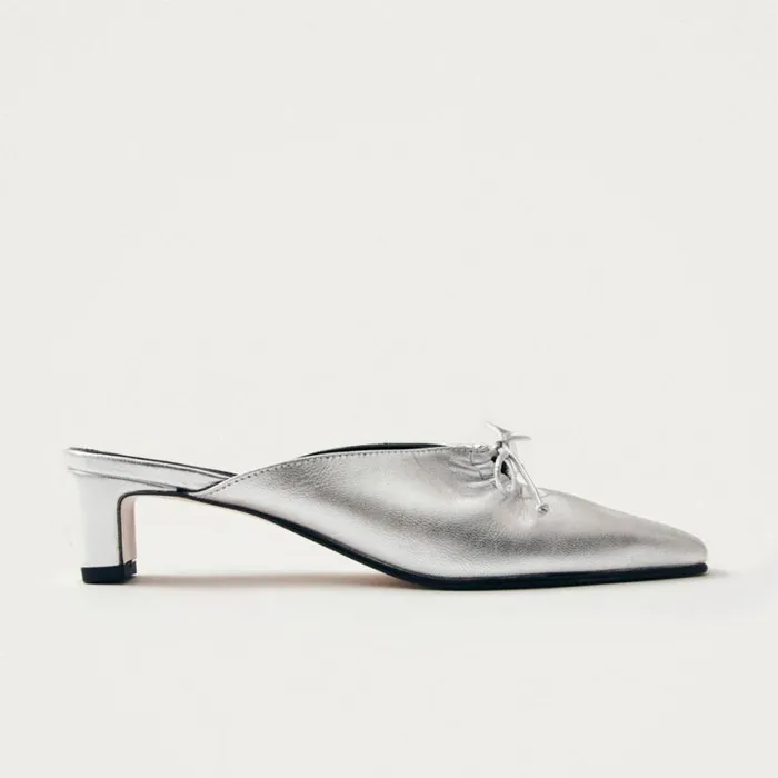 Mules Women ALOHAS Amar Shimmer Silver Leather Mules