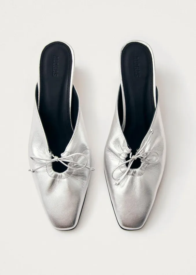 Mules Women ALOHAS Amar Shimmer Silver Leather Mules