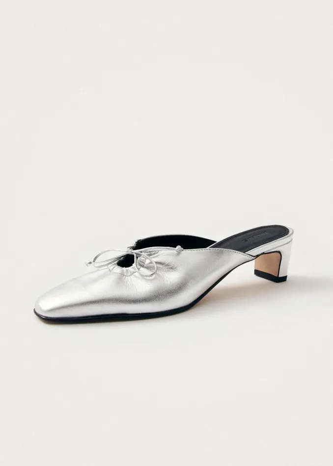 Mules Women ALOHAS Amar Shimmer Silver Leather Mules