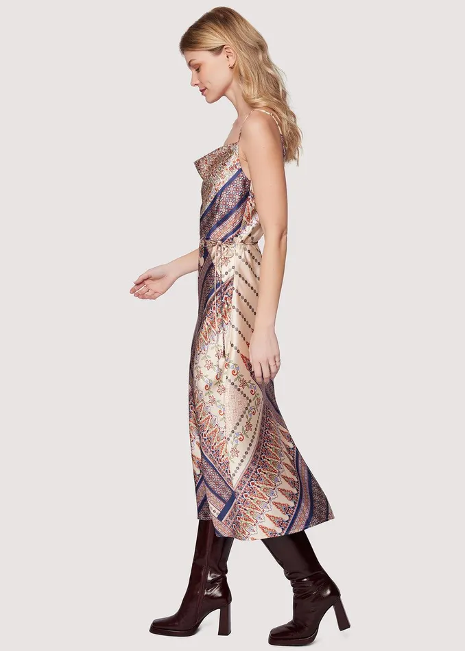 New Frontier Midi Dress Creammulti Women Lost Wander Dresses
