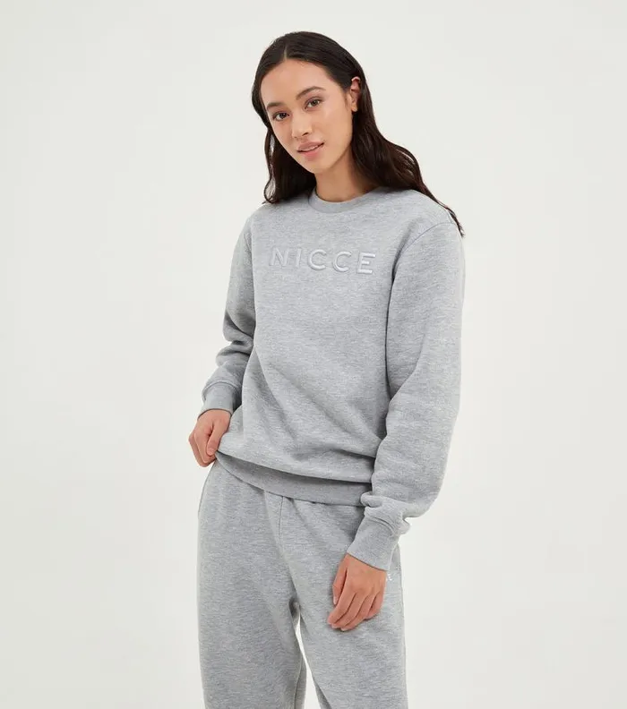 NICCE Hoodies and Sweatshirts Womens NICCE WoErsa Large Logo Sweatshirt Light Grey Marl