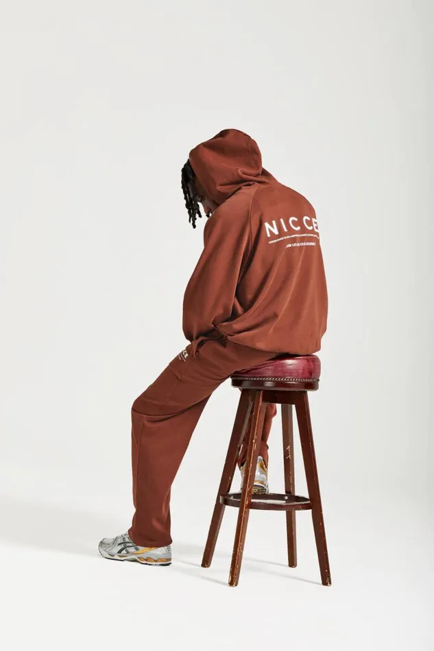 NICCE Tracksuit Sets Mens NICCE Script Essentials Hoodie and Jogger Tracksuit Set Brown