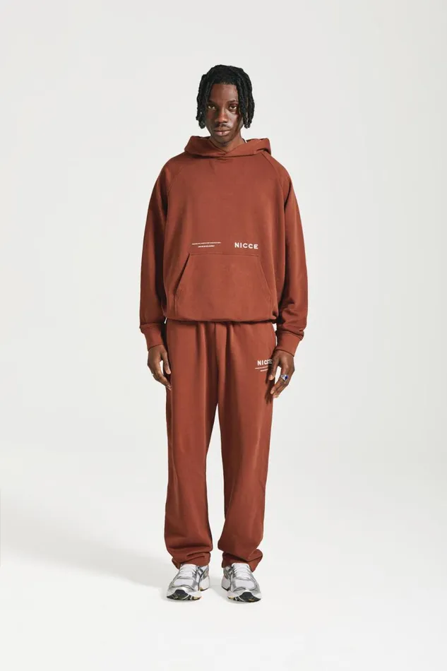 NICCE Tracksuit Sets Mens NICCE Script Essentials Hoodie and Jogger Tracksuit Set Brown