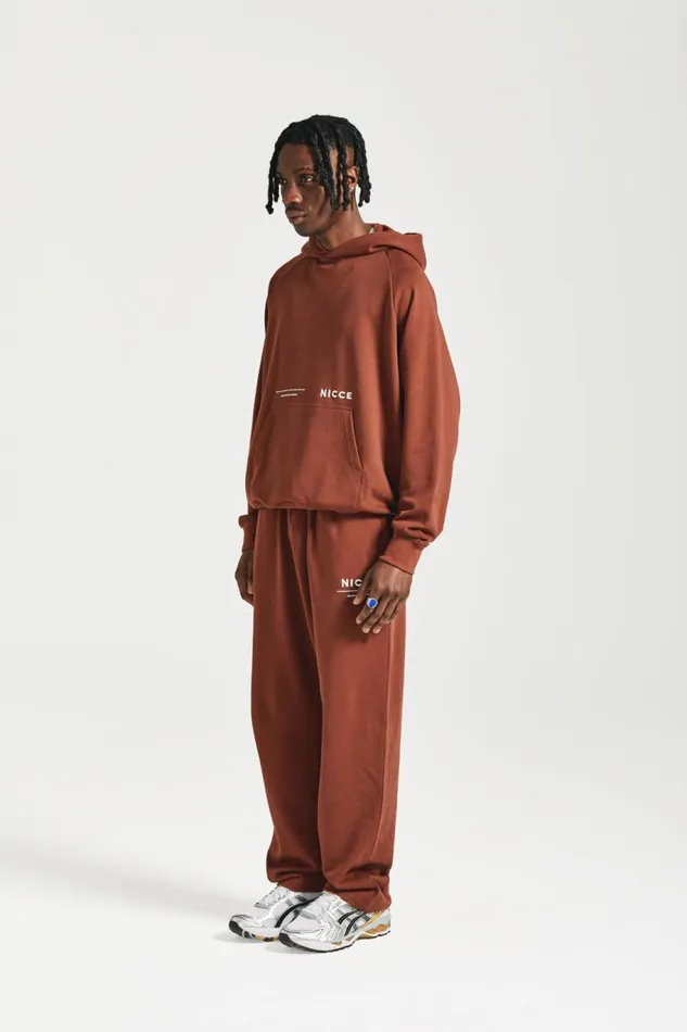 NICCE Tracksuit Sets Mens NICCE Script Essentials Hoodie and Jogger Tracksuit Set Brown