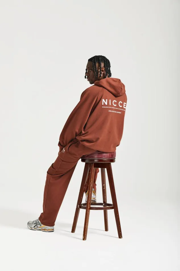NICCE Tracksuit Sets Mens NICCE Script Essentials Hoodie and Jogger Tracksuit Set Brown
