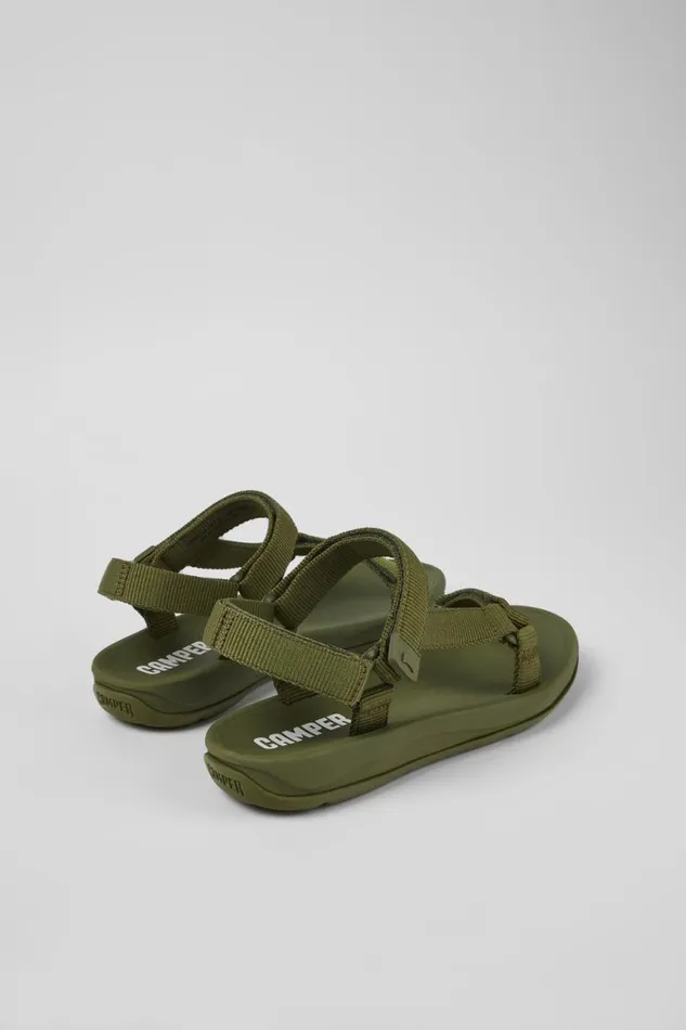 Non Leather Shoes Women Camper Match Green Textile Sandal Non Leather Shoes Women Camper Match Green Textile Sandal