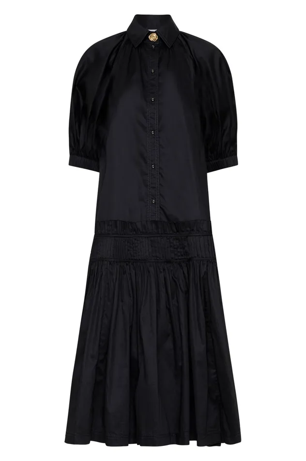 Novella Midi Smock Dress Black Women Aje Black Dresses