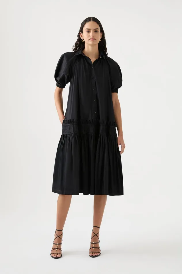 Novella Midi Smock Dress Black Women Aje Black Dresses