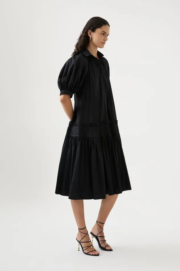 Novella Midi Smock Dress Black Women Aje Black Dresses