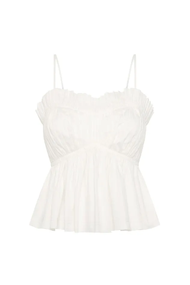 Odette Ruched Cami Top Ivory Women Aje Tops