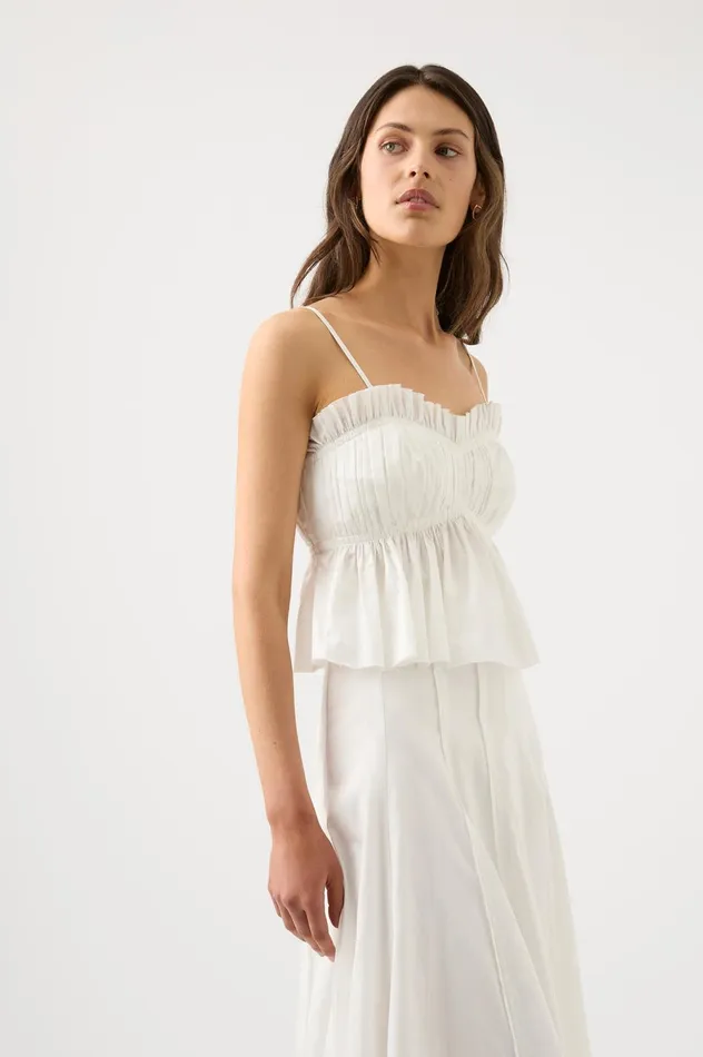 Odette Ruched Cami Top Ivory Women Aje Tops