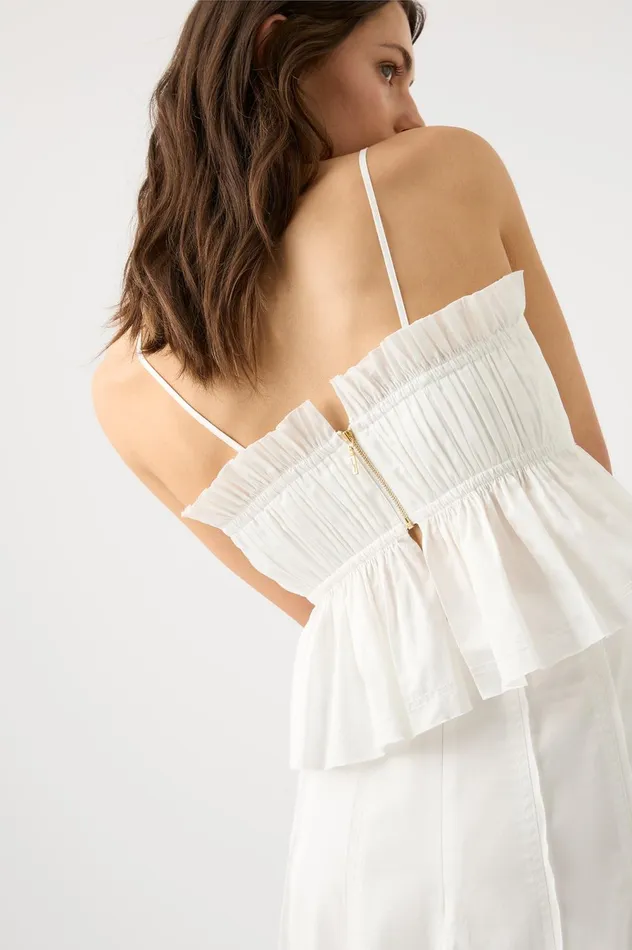 Odette Ruched Cami Top Ivory Women Aje Tops