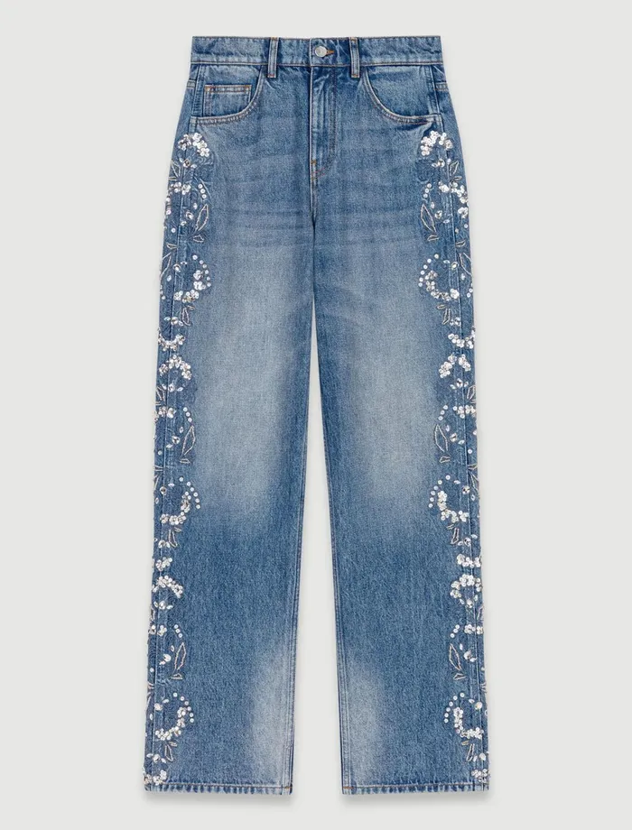Pants and Jeans Women Maje Embroidered Jeans Blue
