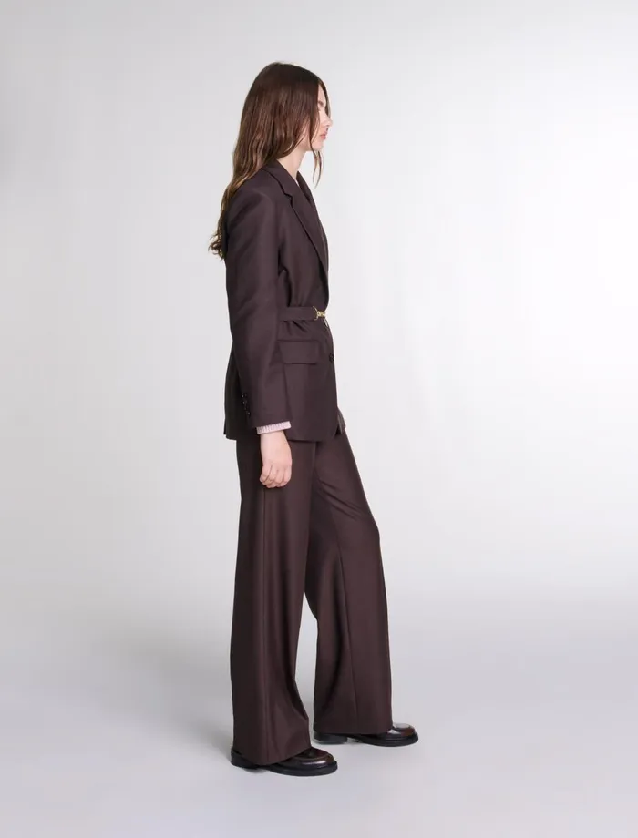 Pants and Jeans Women Maje WideLeg Suit Trousers Brown