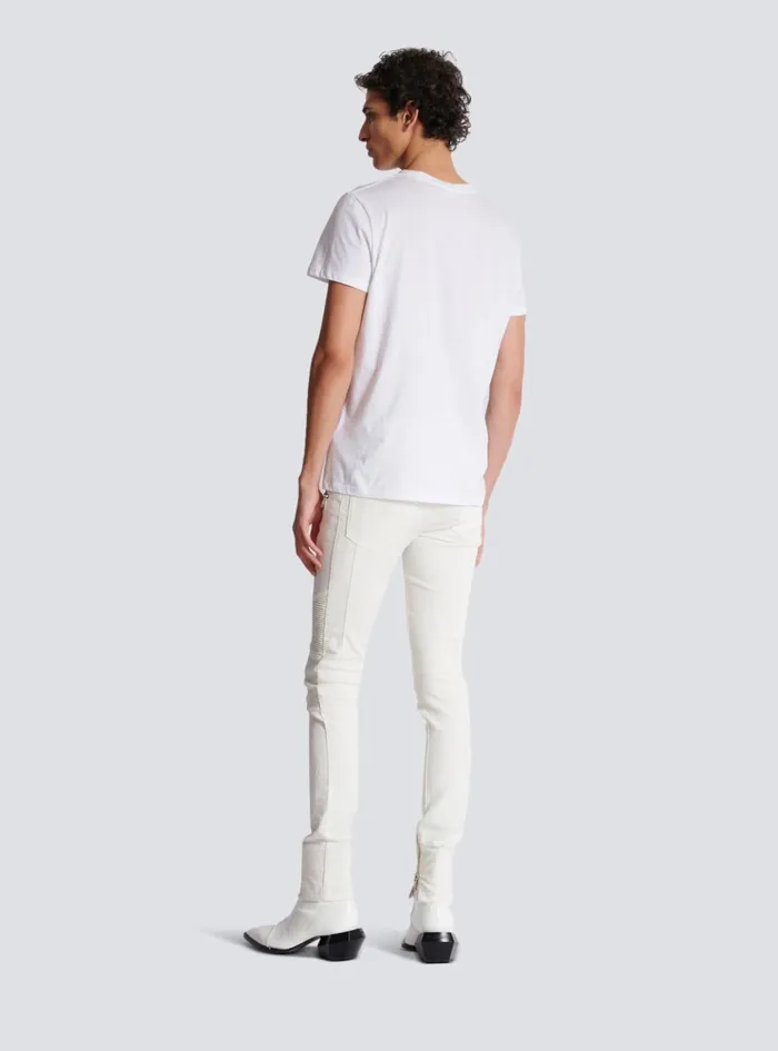 Paris Flocked Shortsleeved Tshirt White Men Balmain TShirts