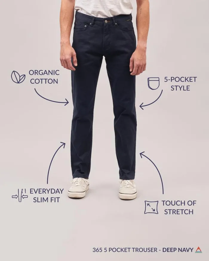 Passenger Clothing 365 5 Pocket Trouser Deep Navy Men Trousers
