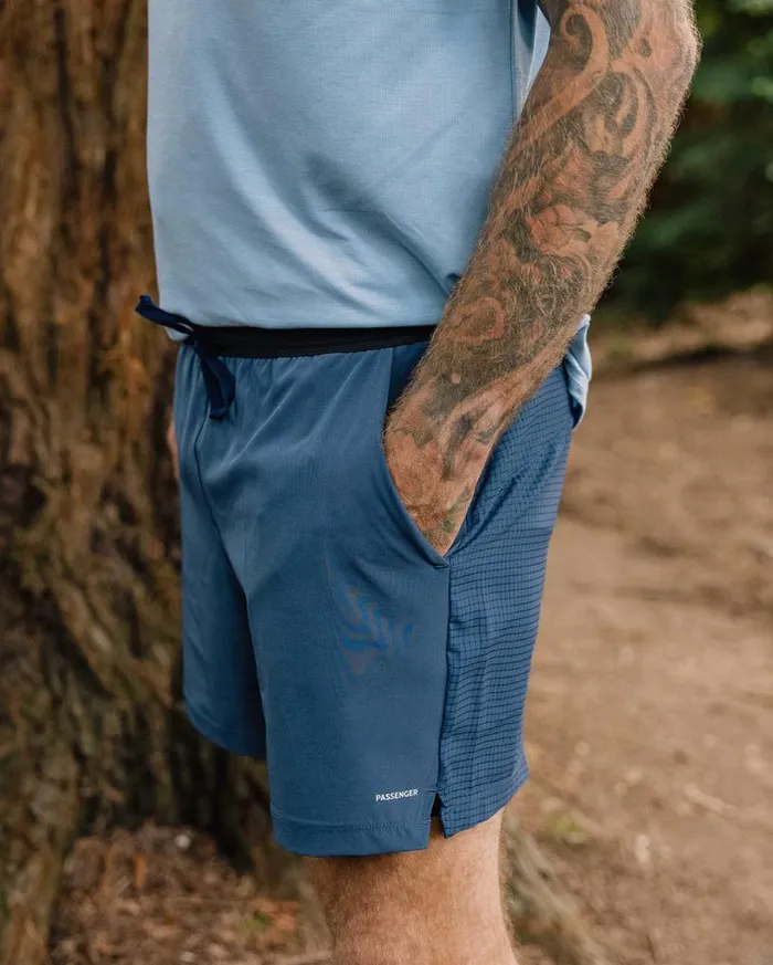 Passenger Clothing Descent Trail Recycled Shorts Dark Denim Men Activewear