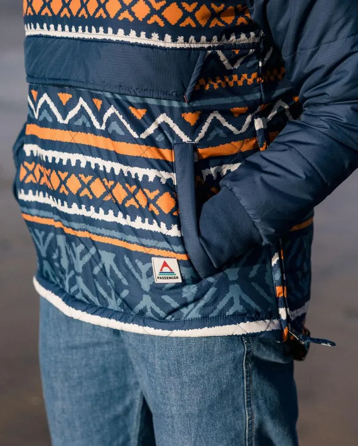 Passenger Clothing Ocean Recycled Insulated 12 Zip Jacket Homespun Stripe Navy Women Jackets