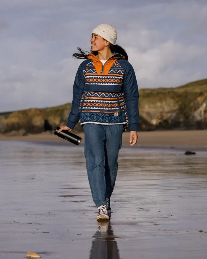 Passenger Clothing Ocean Recycled Insulated 12 Zip Jacket Homespun Stripe Navy Women Jackets