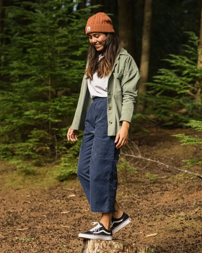 Passenger Clothing Someday Cord Trouser Dark Denim Women Dungarees and Trousers