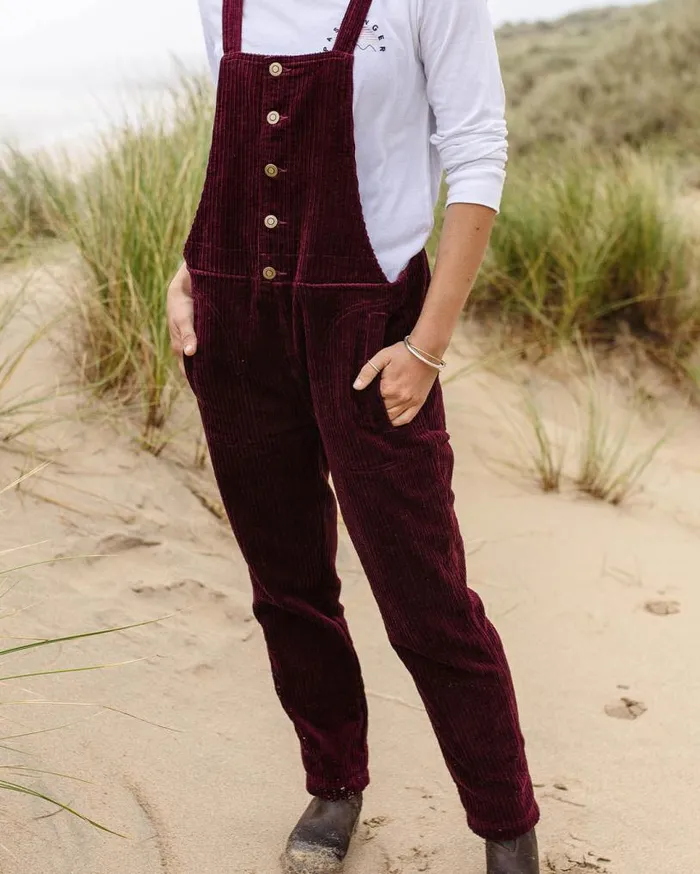 Passenger Clothing Tiaga Cord Dungarees Windsor Wine Women Dungarees and Trousers