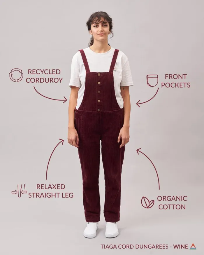 Passenger Clothing Tiaga Cord Dungarees Windsor Wine Women Dungarees and Trousers