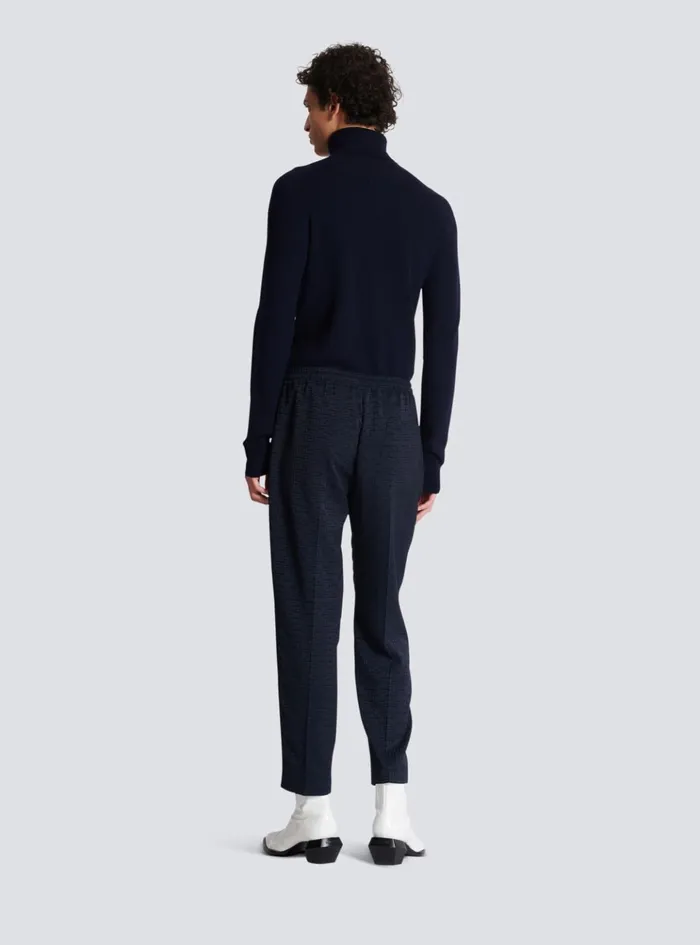 PB Labyrinth Jacquard Trousers Navy Men Balmain Trousers And Shorts