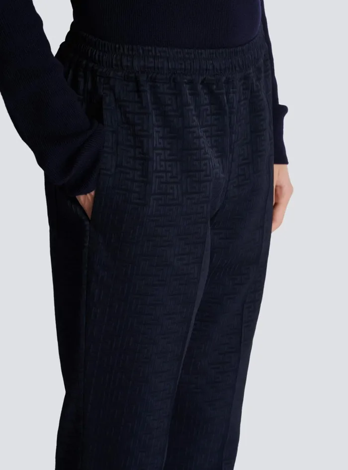 PB Labyrinth Jacquard Trousers Navy Men Balmain Trousers And Shorts