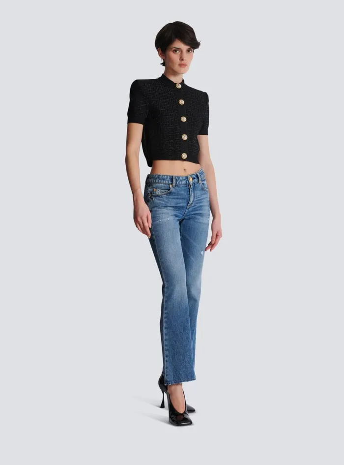 PB Labyrinth Knit Cardigan Black Women Balmain Knitwear