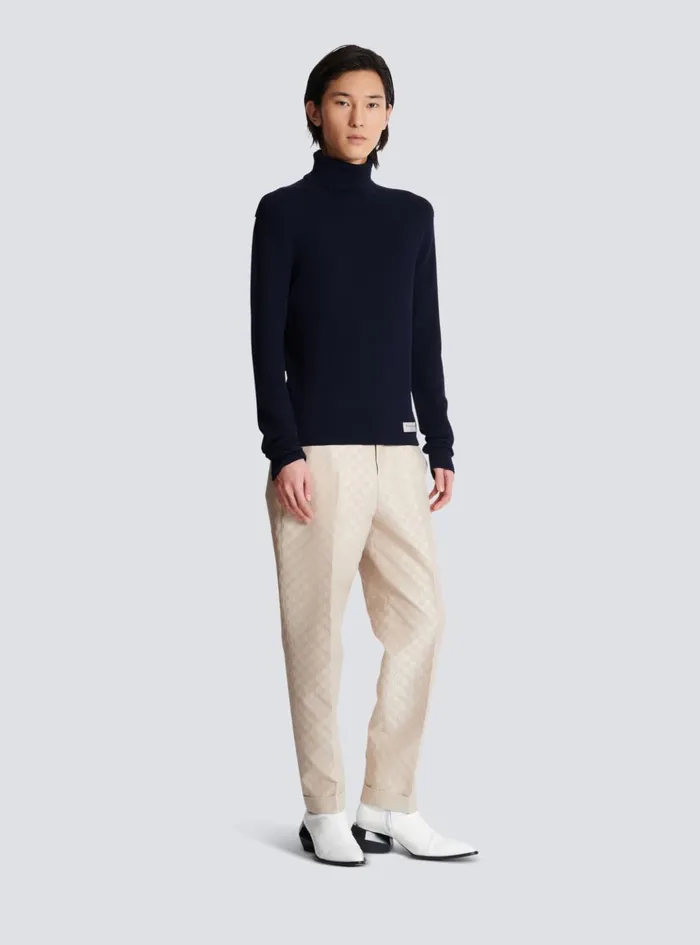 PB Turtleneck Navy Men Balmain Knitwear