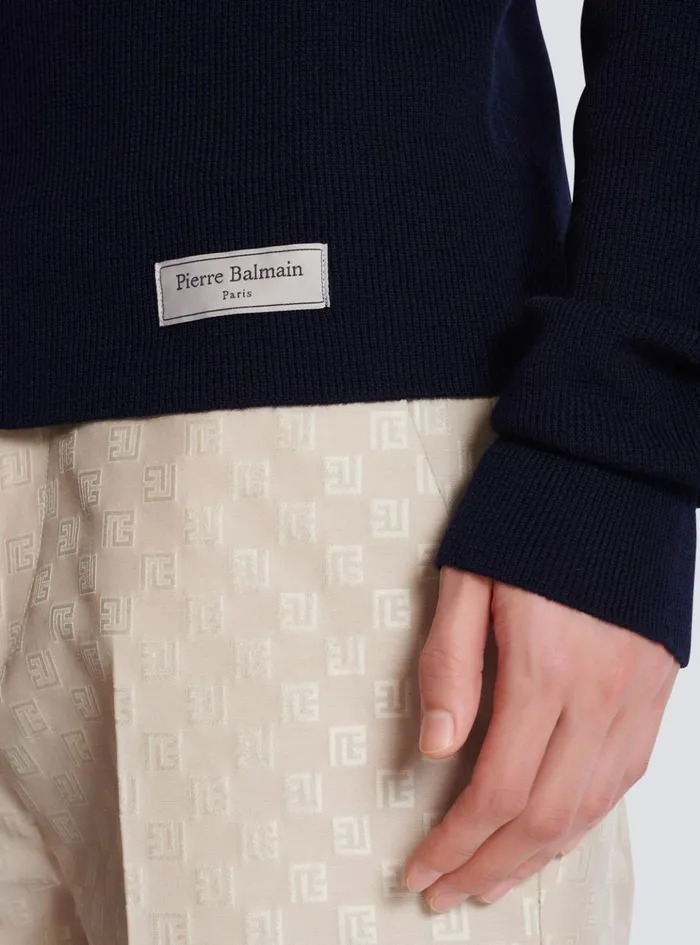 PB Turtleneck Navy Men Balmain Knitwear