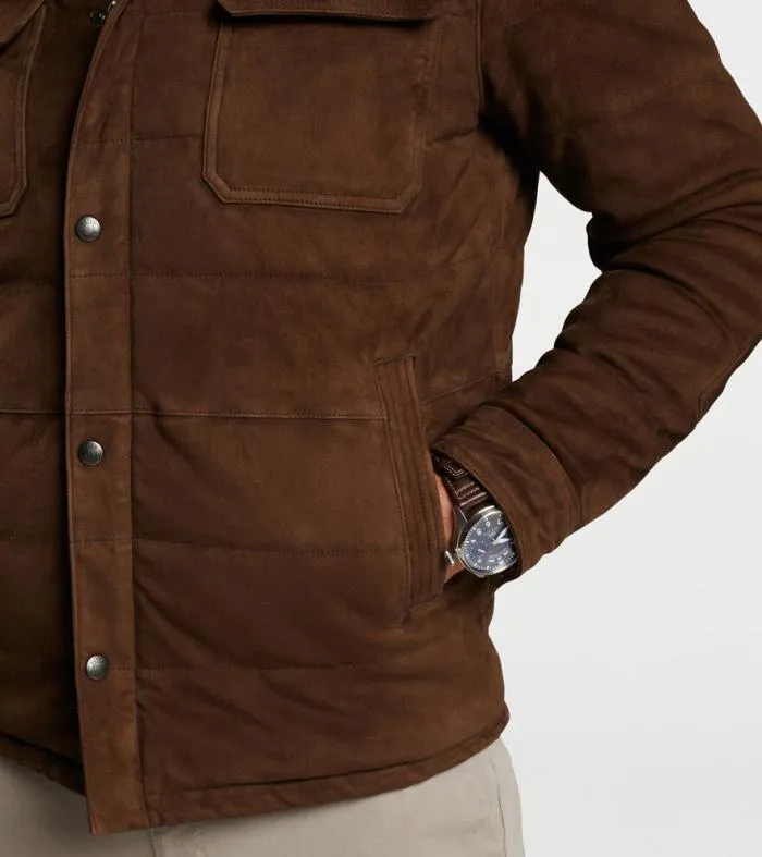 Peter Millar Jackets 038 Coats Men Excursionist Flex Suede Hooded Bomber