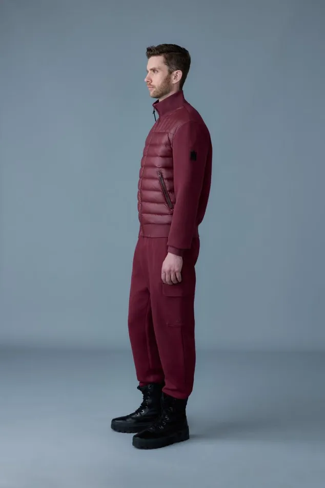 Puffer Men Mackage COLLINR Nano Down Mixed Media Bomber Jacket Garnet
