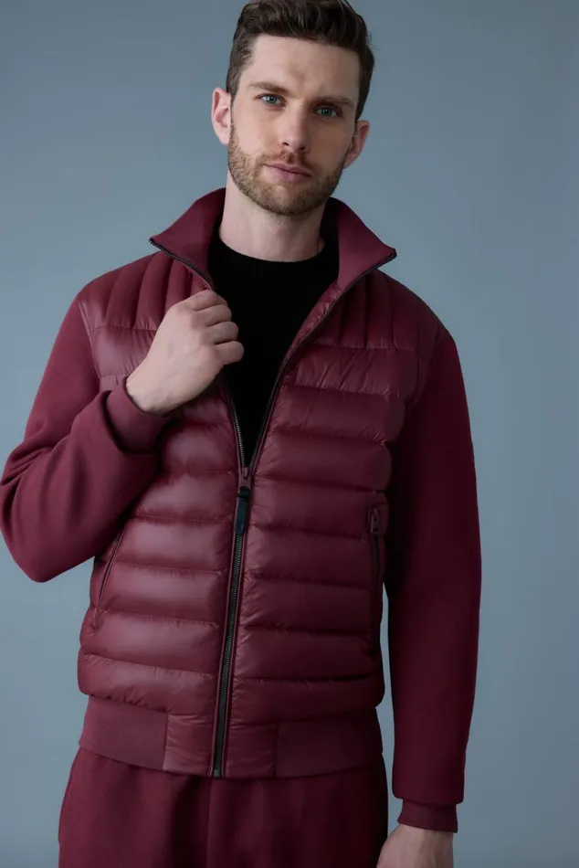 Puffer Men Mackage COLLINR Nano Down Mixed Media Bomber Jacket Garnet