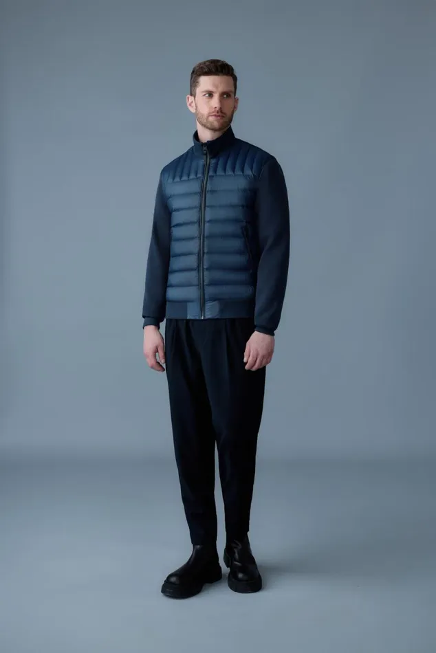 Puffer Men Mackage COLLINR Nano Down Mixed Media Bomber Jacket Garnet