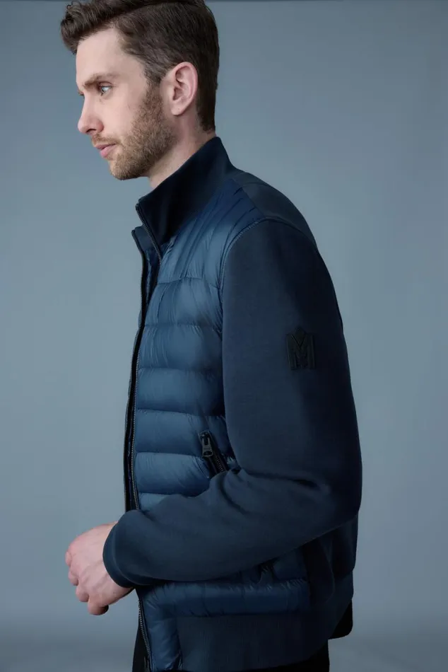 Puffer Men Mackage COLLINR Nano Down Mixed Media Bomber Jacket Garnet