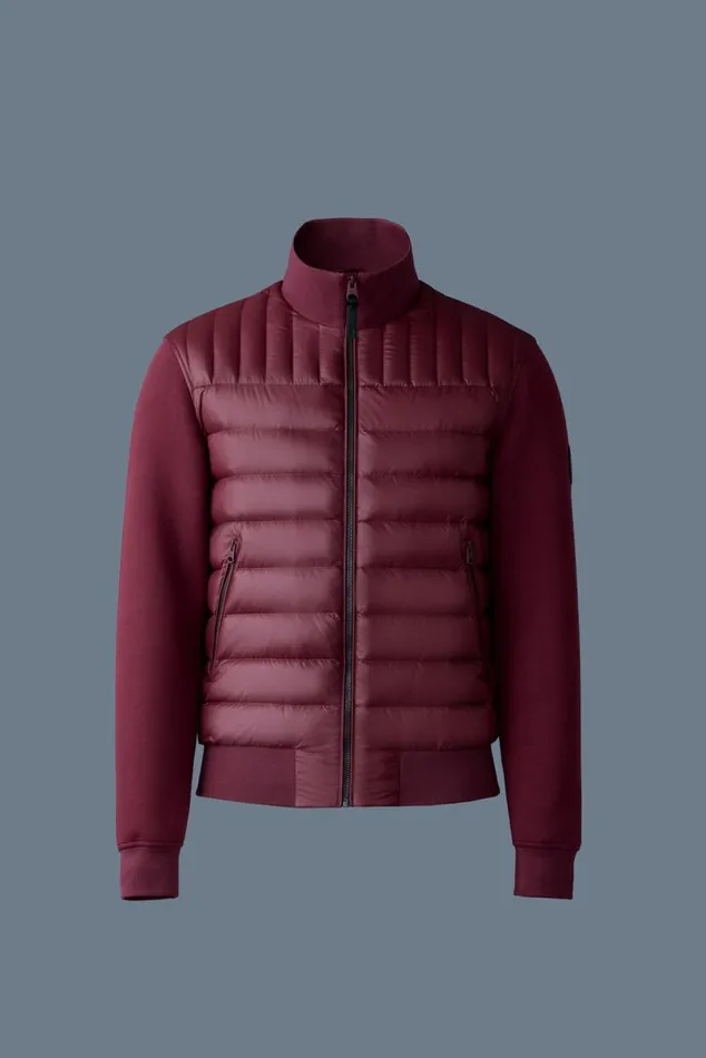 Puffer Men Mackage COLLINR Nano Down Mixed Media Bomber Jacket Garnet