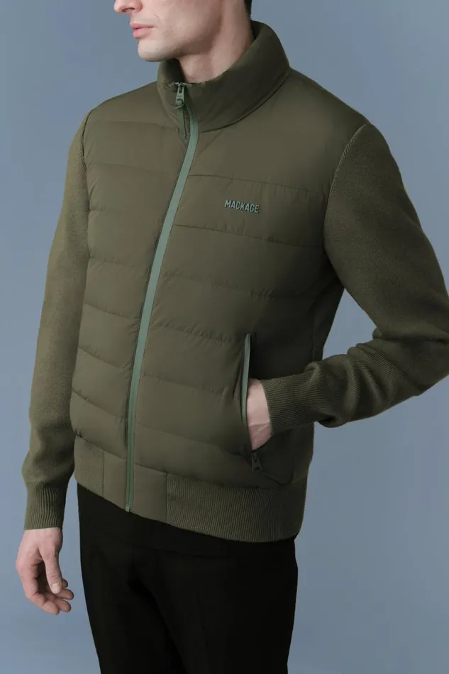 Puffer Men Mackage HANEYCITY Hybrid Light Down Jacket Light Military Puffer Men Mackage HANEYCITY Hybrid Light Down Jacket Light Military