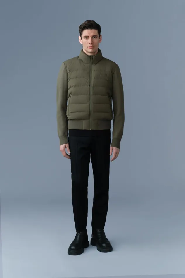 Puffer Men Mackage HANEYCITY Hybrid Light Down Jacket Light Military Puffer Men Mackage HANEYCITY Hybrid Light Down Jacket Light Military