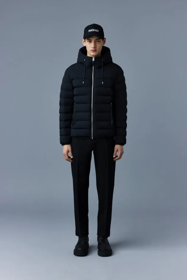 Puffer Men Mackage JACK Agile360 Stretch Light Down Jacket With Hood Carbon