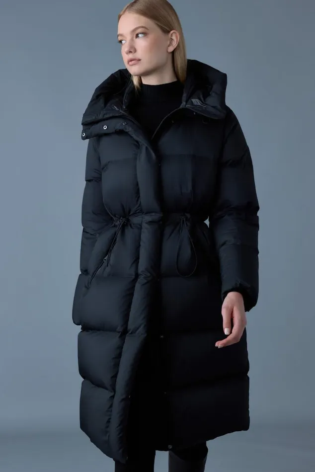 Puffers Women Mackage ISHANISW Softwash Long Down Coat With Hood Garnet