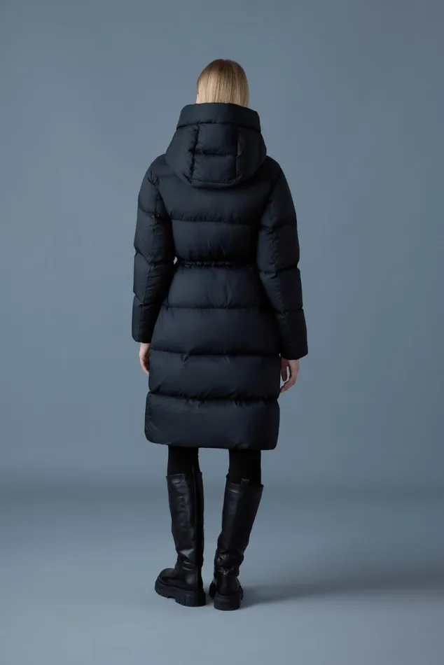 Puffers Women Mackage ISHANISW Softwash Long Down Coat With Hood Garnet