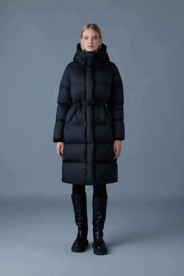 Puffers Women Mackage ISHANISW Softwash Long Down Coat With Hood Garnet