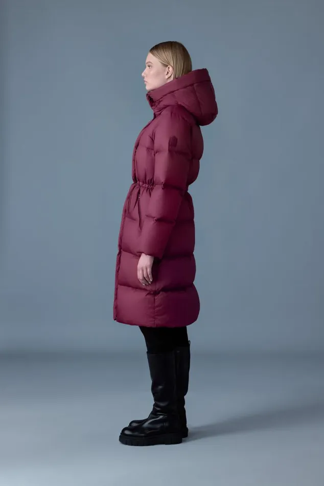Puffers Women Mackage ISHANISW Softwash Long Down Coat With Hood Garnet