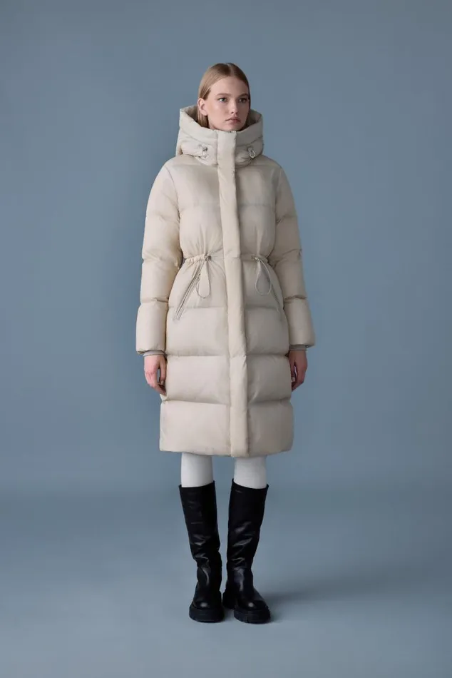 Puffers Women Mackage ISHANISW Softwash Long Down Coat With Hood Garnet