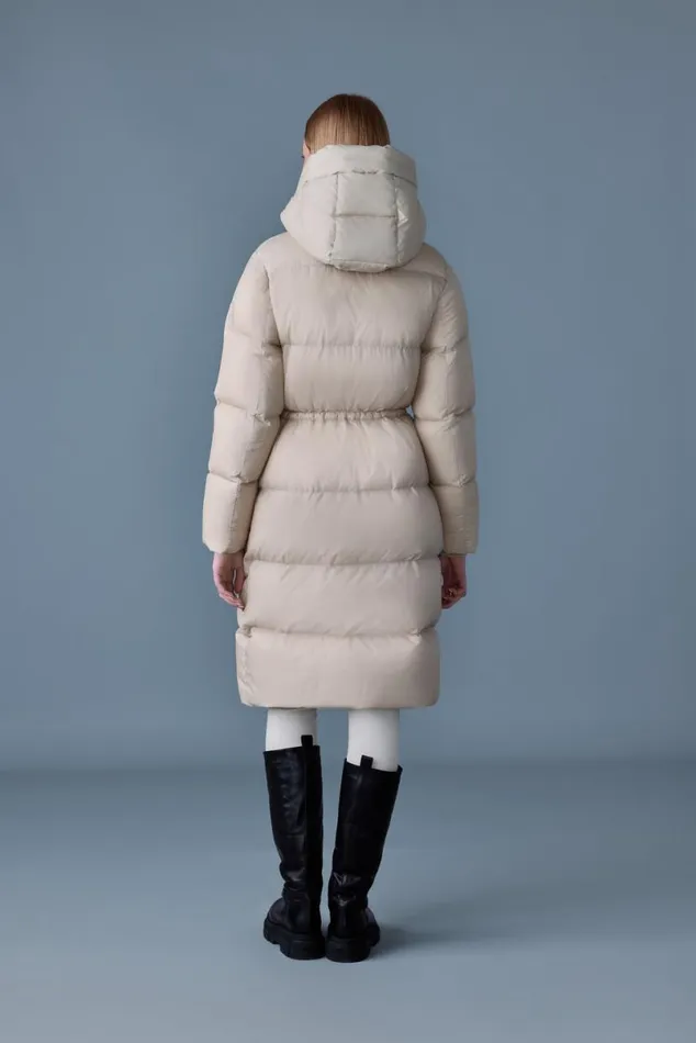 Puffers Women Mackage ISHANISW Softwash Long Down Coat With Hood Garnet
