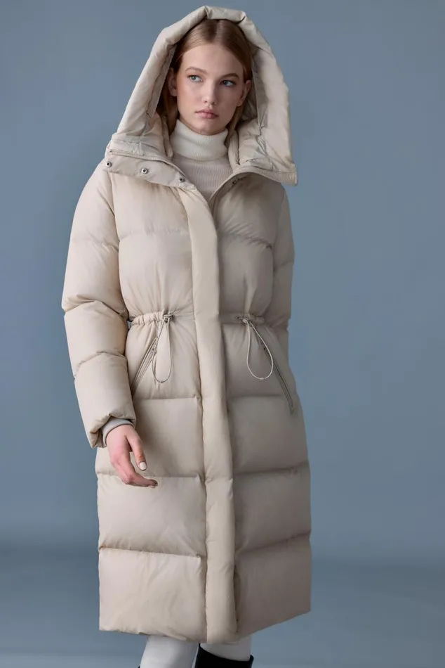 Puffers Women Mackage ISHANISW Softwash Long Down Coat With Hood Garnet